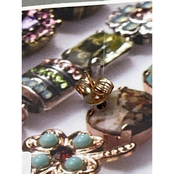 Mariana stud floral earrings red crystals hand made E-1166 241 READ NEW - Picture 6 of 7